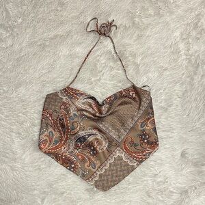 MOD on trend Paisley Print Brown Halter Crop Top
